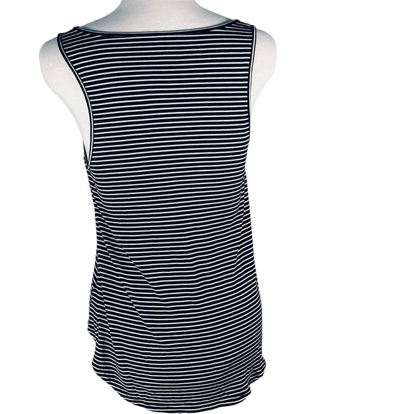 AMERICAN Eagle tank top floral embroidered black white horizontal striped size s - Picture 3 of 10